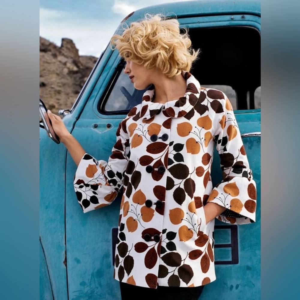 Anthropologie Elevenses changing colors fall leaf swing coat jacket 6 brown gold - Picture 16 of 16